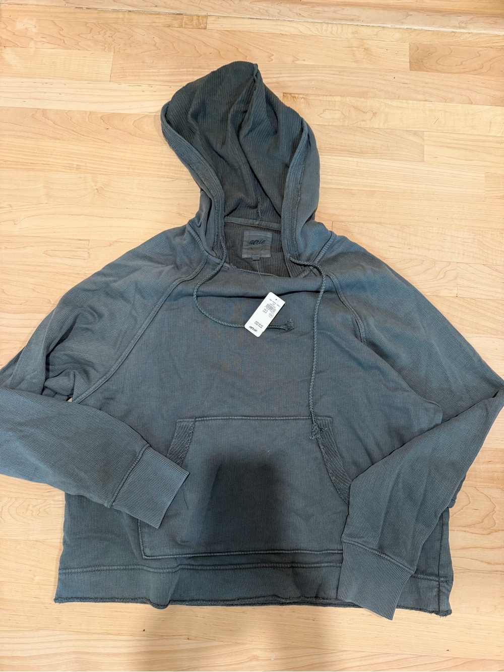 aerie Men's Hooded Pullover Sweatshirt - Slate Gray Green